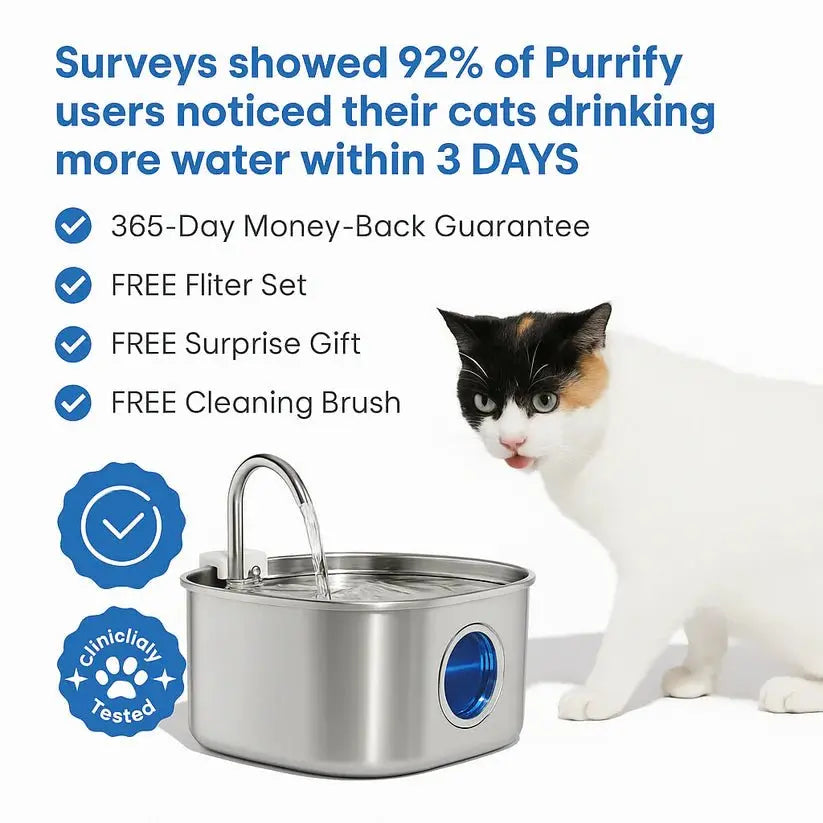 Wireless Stainless Steel Cat Water Fountain 3.2L