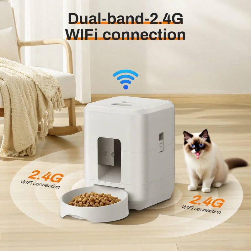 2025 New 2L Smart Wifi Pet Feeder Automatic Cat and Dog Food Dispenser App Controlled Timer Regular and Quantitative Feeding